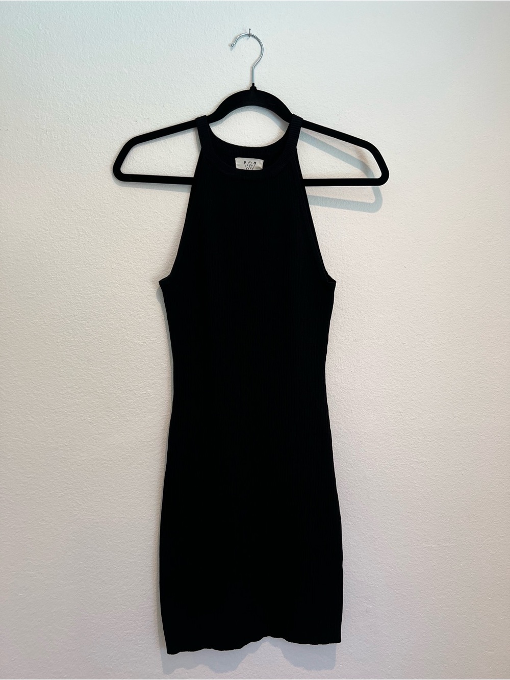 Sleek Black Halter Mini Dress